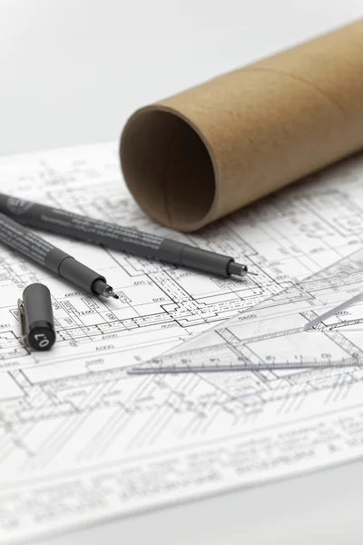 Kugelschreiber für ein Architektenprojekt — Stockfoto