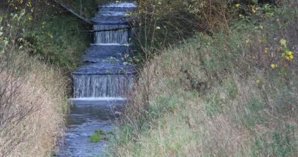 Presa Breitenbach Entrada Agua Siegerland Con Cascadas — Vídeo de stock