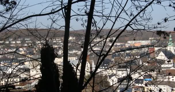 Siegener Centro Città Con Chiesa Hochstrasse Visto Dal Castello — Video Stock