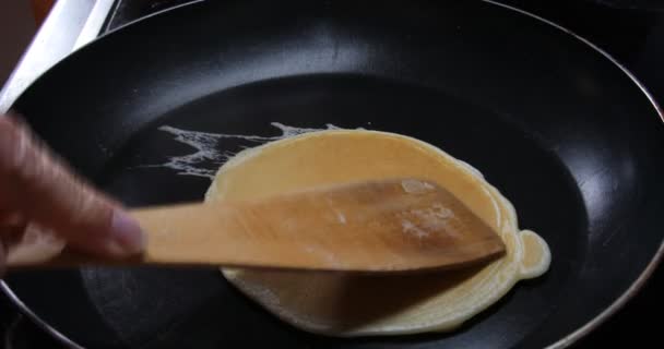 Delicious Pancakes Pan Turned — Stock Video