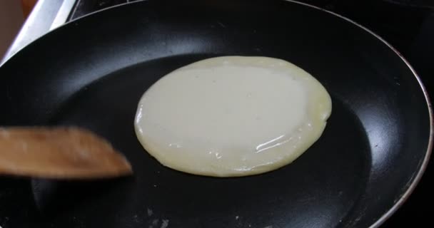 Delicious Pancakes Pan Turned — Stock Video