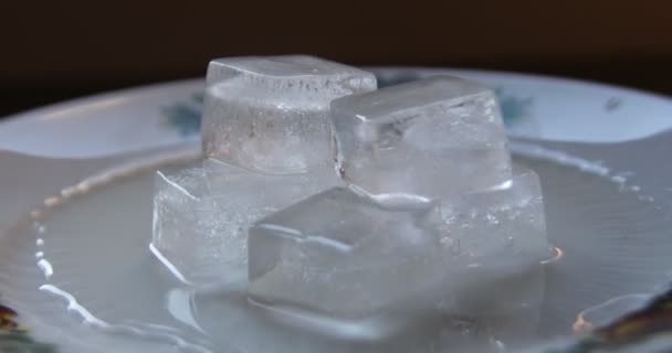 Кубики Льоду Мисці Повільно Розтоплюються — стокове відео