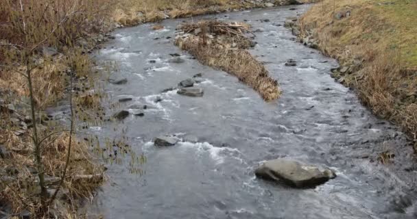 Rio Selvagem Inverno Com Spray — Vídeo de Stock