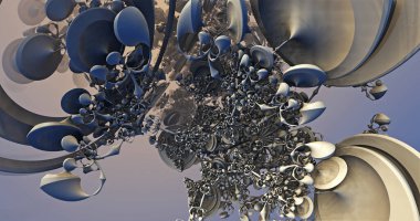 Hareket halindeki üç boyutlu kalp fraktallarının resmi