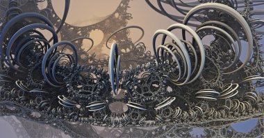 Hareket halindeki üç boyutlu kalp fraktallarının resmi