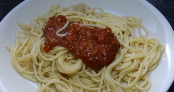Spaghetti Piatto Con Salsa Rossa — Video Stock