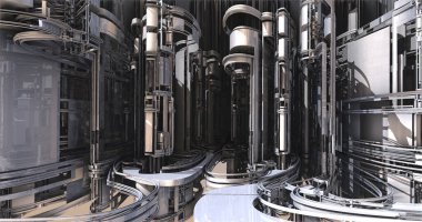 Hareket halindeki üç boyutlu uzay gemisi fraktallarının resmi