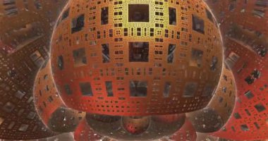 Hareket halindeki üç boyutlu uzay gemisi fraktallarının videosu