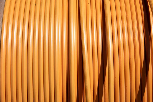 Cables Cobre Para Colocación Conexión Red Largo Carretera Imagen De Stock