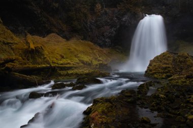 Sahalie Oregon 'daki şelalelerde Mackenzie nehrine düşüyor.