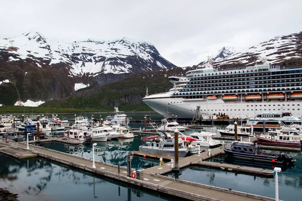 stock image Cruise ship docked at the port in Whittier Alaska