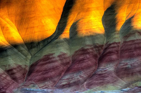 Collines Peintes Dans Centre Oregon Pendant Coucher Soleil Hiver — Photo