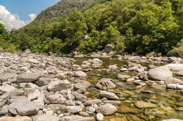 Lago Vallemaggia Com Águas Cor Turquesa Mais Longo Vale Alpino — Fotografia de Stock