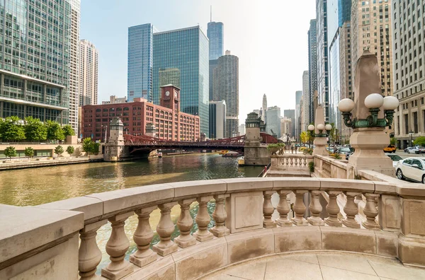 Vista Chicago Downtown Longo Rio Chicago Illinois Eua — Fotografia de Stock