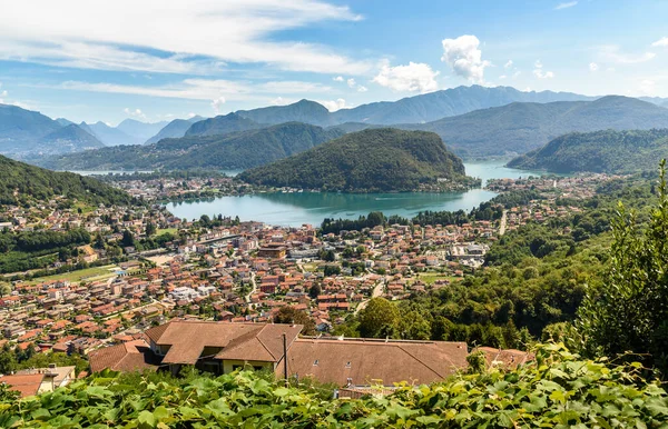 Landschaft Des Luganer Sees Und Der Stadt Lavena Ponte Tresa — Stockfoto