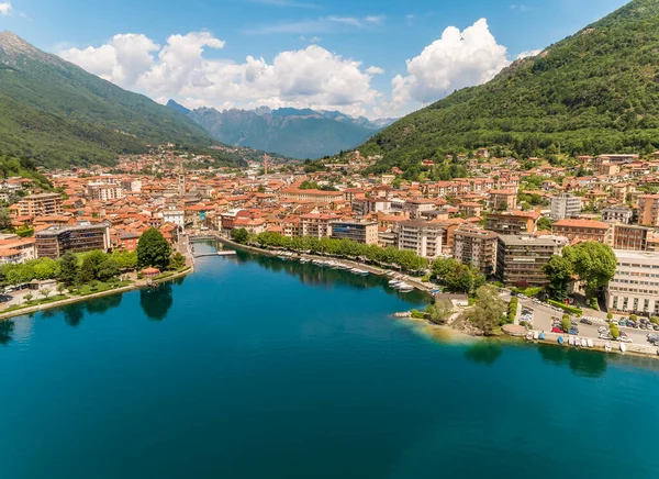 Luftaufnahme Von Omegna Ufer Des Orta Sees Der Provinz Verbano — Stockfoto