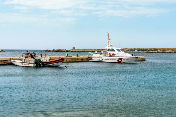 Terrasini Sicília Itália Setembro 2020 Barcos Patrulha Guarda Costeira Aeroporto — Fotografia de Stock