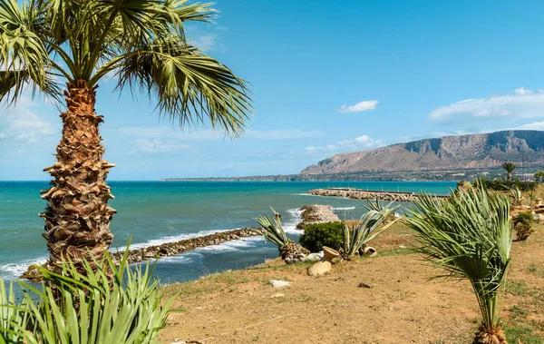 Paisagem Mar Mediterrâneo Aldeia Siciliana Trappeto Província Palermo Itália — Fotografia de Stock