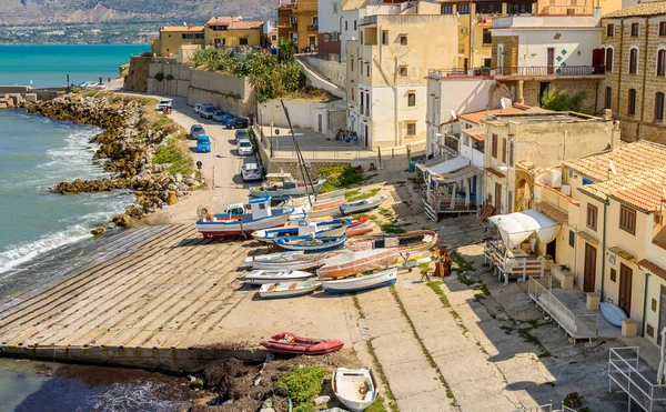 Vista Small Port Seaside Resort Trappeto Província Palermo Sicília Itália — Fotografia de Stock