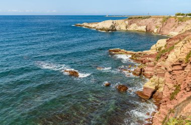 Cala Maidduzza Sicilya Doğa Koruma Alanı, Akdeniz manzarası, Terrasini, Palermo, İtalya