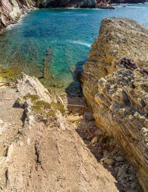 Cala Maidduzza Sicilya Doğa Koruma Alanı, Akdeniz manzarası, Terrasini, Palermo, İtalya