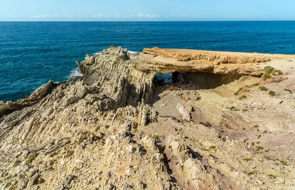 Cala Maidduzza Med Perciata Grottan Inne Siciliens Naturreservat Medelhavslandskap Terrasini — Stockfoto