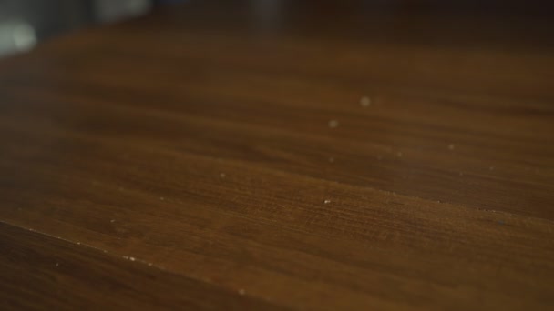 Banana Peel Dropped Wooden Table — Stock Video