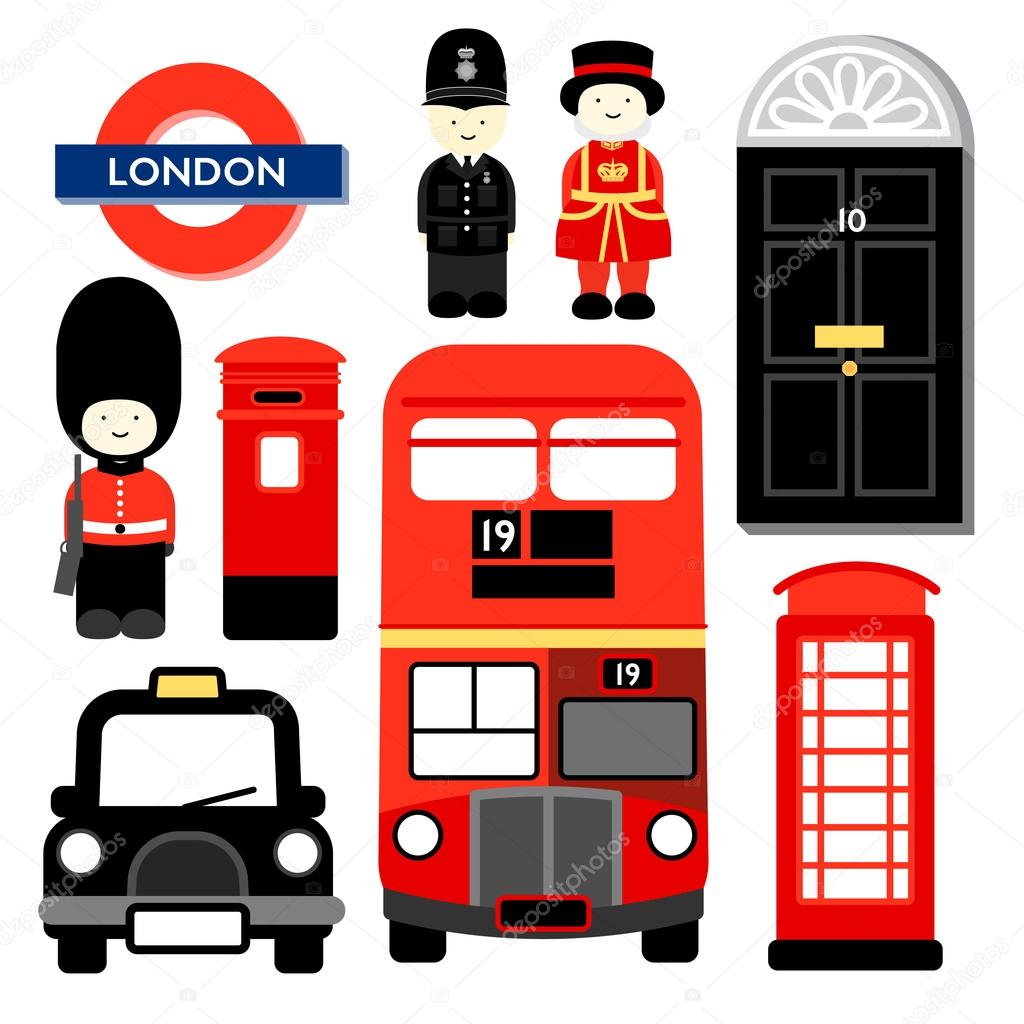 Popular icons of LONDON, the capital city of ENGLAND or united Kingdom.