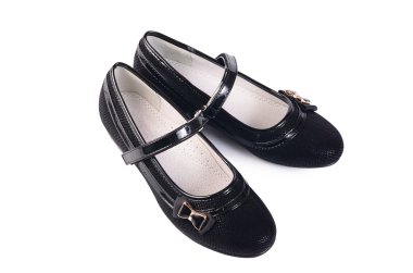 Beyaz izole kadın siyah ayakkabı 