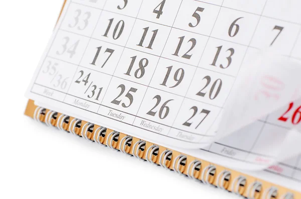 Primer plano de las fechas en la página del calendario —  Fotos de Stock