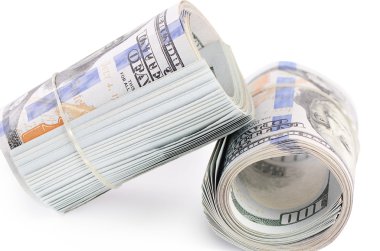 beyaz izole dolarlık banknotlar