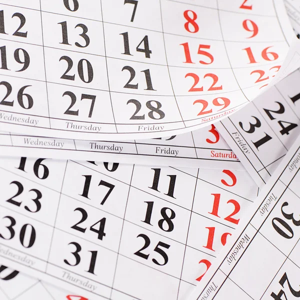 Closeup of dates on calendar page — Stock Photo, Image