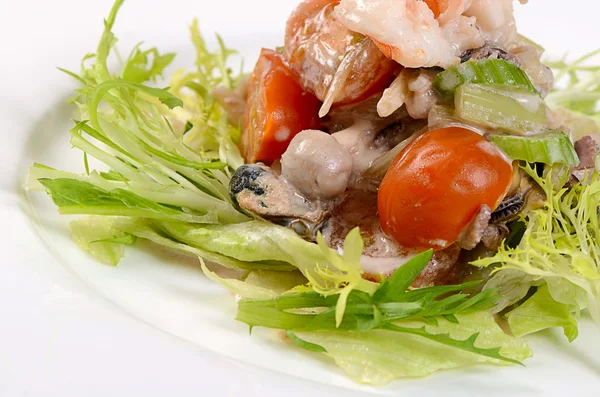 The fried seafood with vegetables close-up — Stock Photo, Image