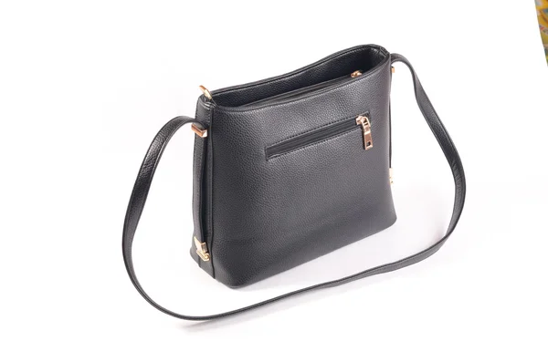 Women's black leather bag — Stock Photo, Image