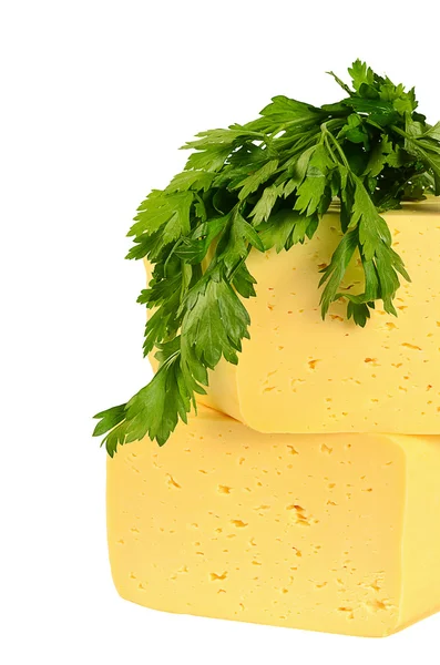 Der Käse isoliert auf weißem Hintergrund — Stockfoto