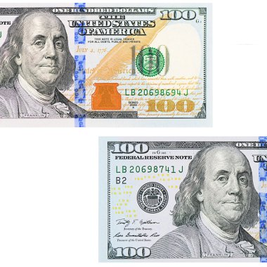 yüz dolar beyaz zemin üzerine izole