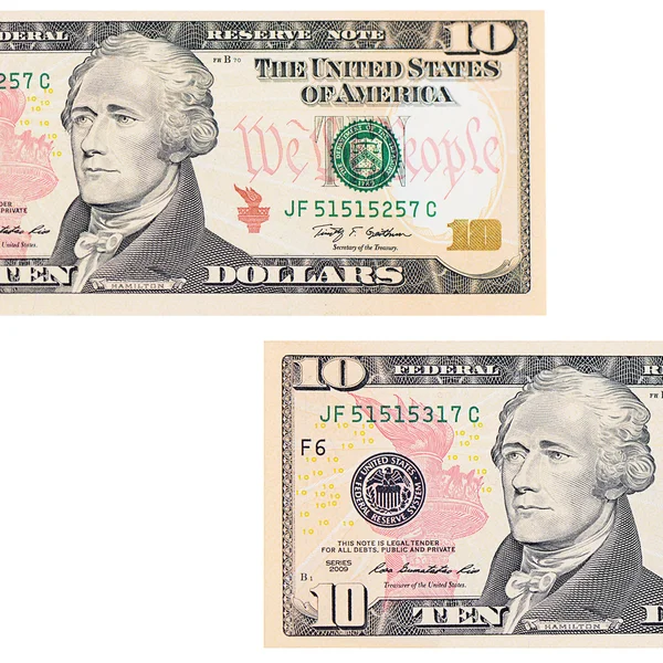 tien dollar geïsoleerd op witte achtergrond