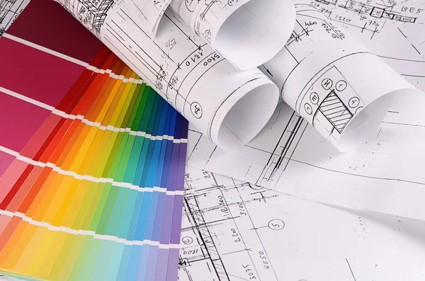 Progetti di case con tavolozza di colori — Foto Stock