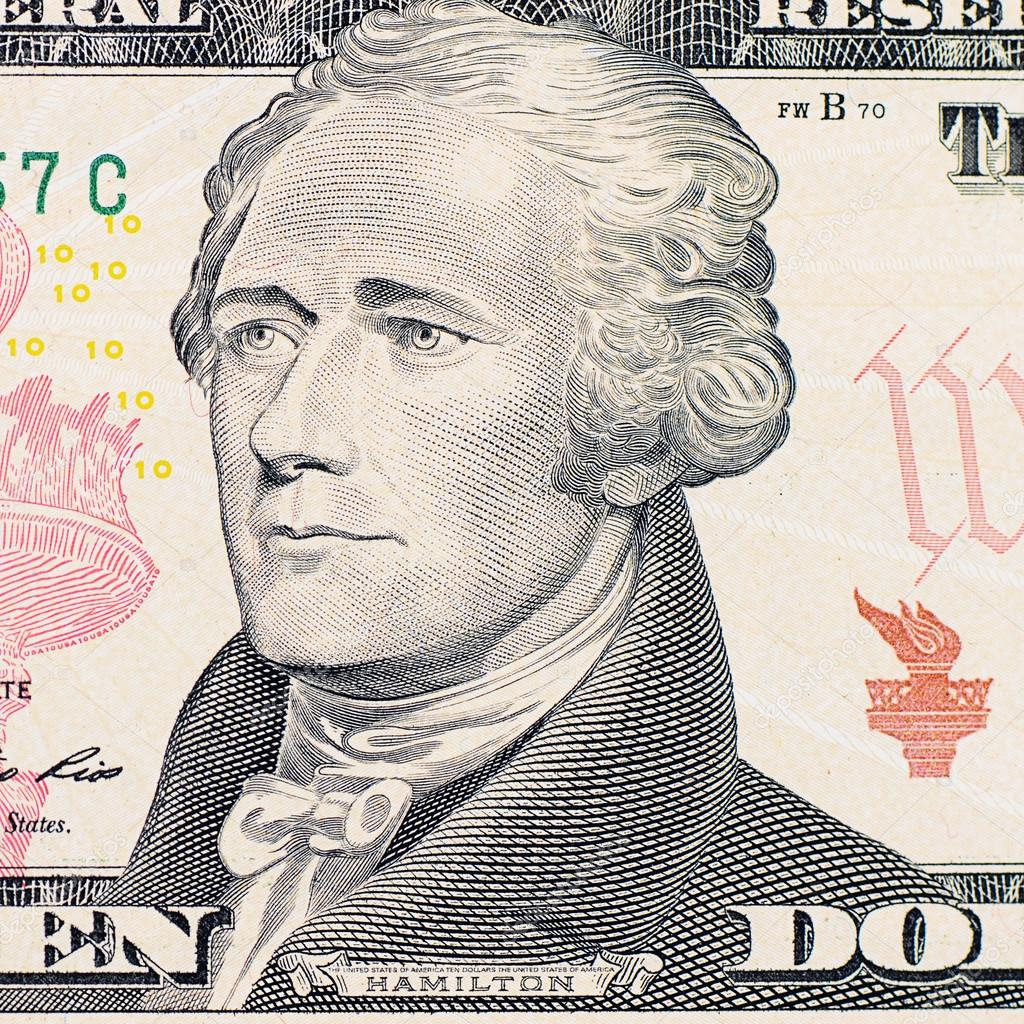 The face  Hamilton the dollar bill