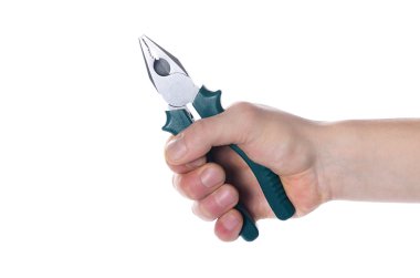 Pense beyaz izole bir adamın elinde