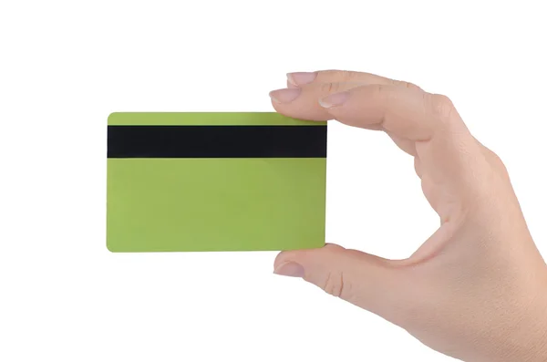 Creditcard in de hand geïsoleerd op witte achtergrond — Stockfoto