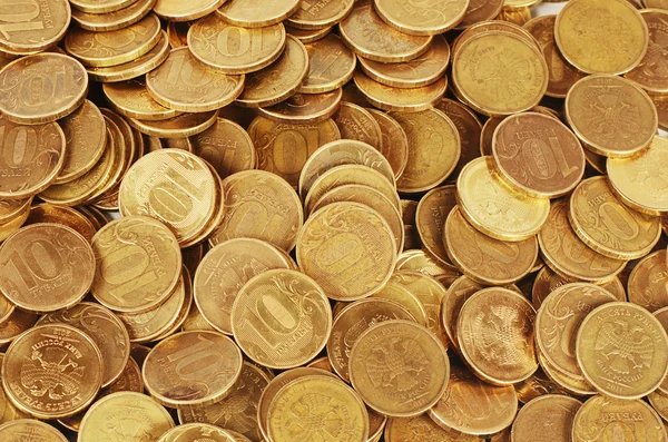 Dinero de oro pila macro — Foto de Stock