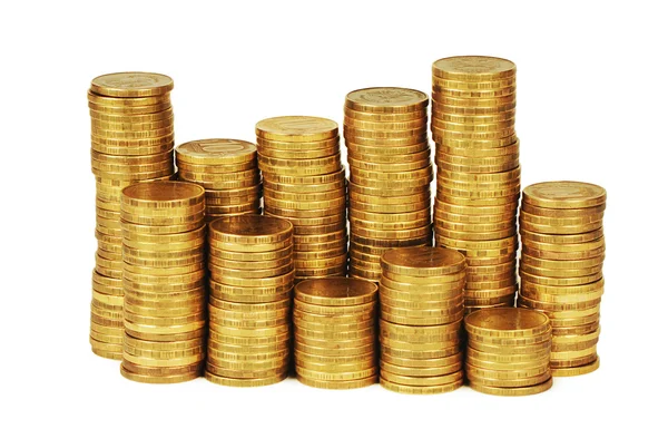 Gold money stack isolated on white — Stock Photo, Image