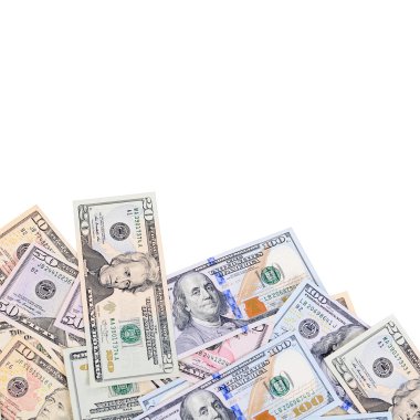 Dolar banknotları beyaz arkaplanda izole