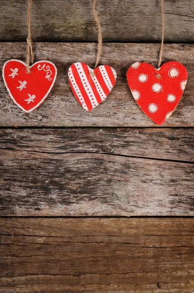 A fából készült háttér szívét. Valentin-nap — Stock Fotó