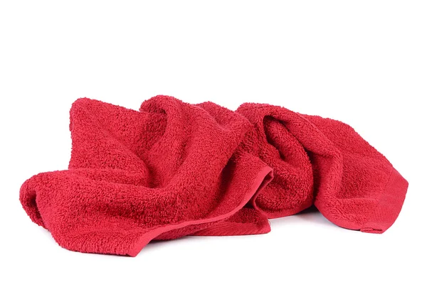 Κόκκινη πετσέτα που απομονώνονται σε λευκό φόντο — Φωτογραφία Αρχείου