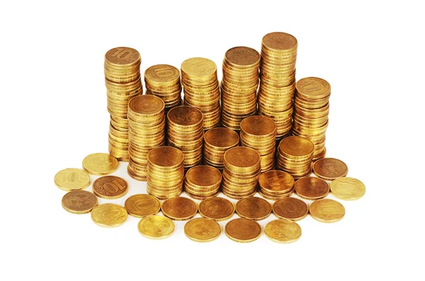 Gold money stack isolated on white — Stock Photo, Image