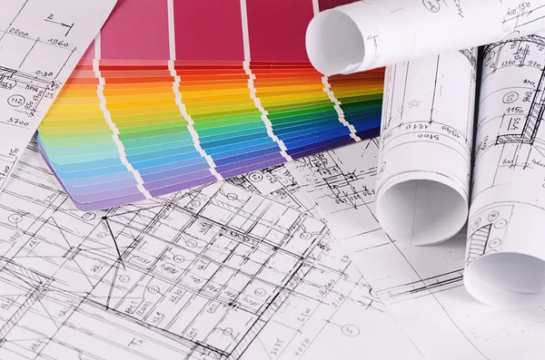 Projets de maisons avec palette de couleurs — Photo