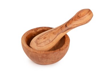 Harç üzerine beyaz izole bir havaneli ile 