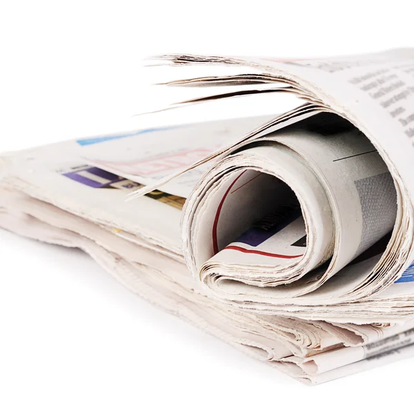 Jornais isolados em fundo branco — Fotografia de Stock